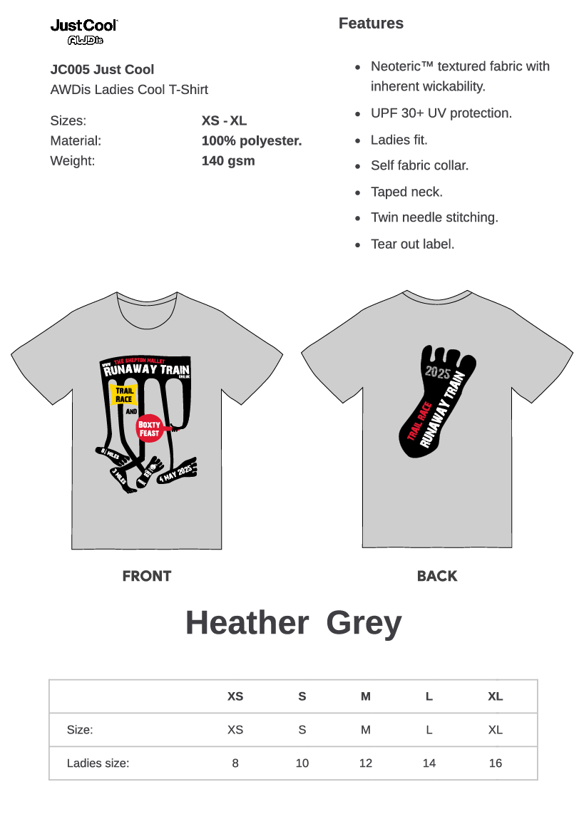 Runaway Train Womens Running T Shirt 2026 Heather Grey 